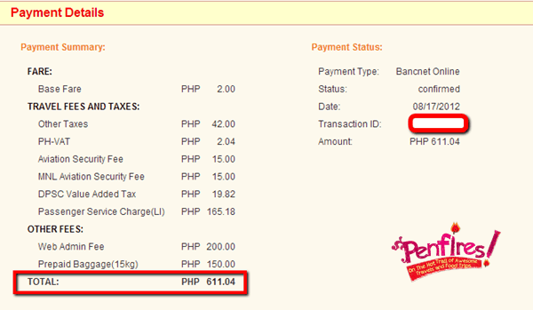 Ticket sample P1 fare promo
