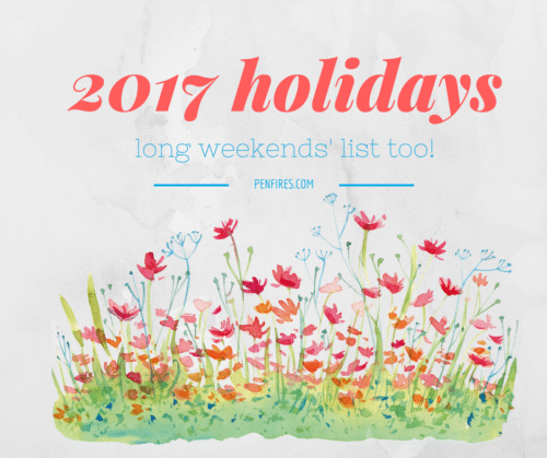 2017 holidays