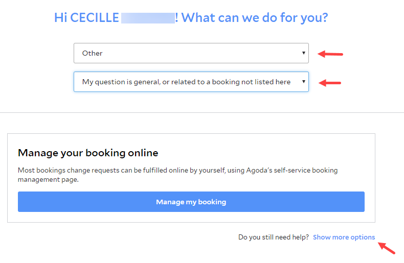 agoda contact via chat email